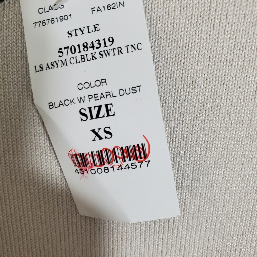 WHBM Knit Asymmetric Hem Abstract Artsy Lagenlook Modern Top NWT Size XS - Picture 5 of 9